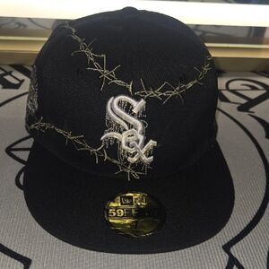 New Era Black Custom Cap with White Sox Embroidery